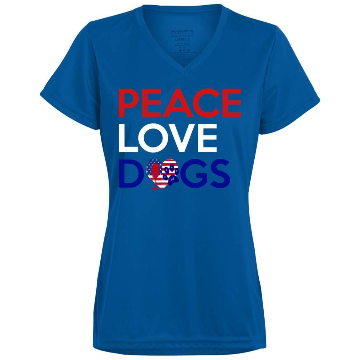 T-Shirts Royal / X-Small WineyBitches.Co Peace Love Dogs Ladies' Wicking T-Shirt WineyBitchesCo