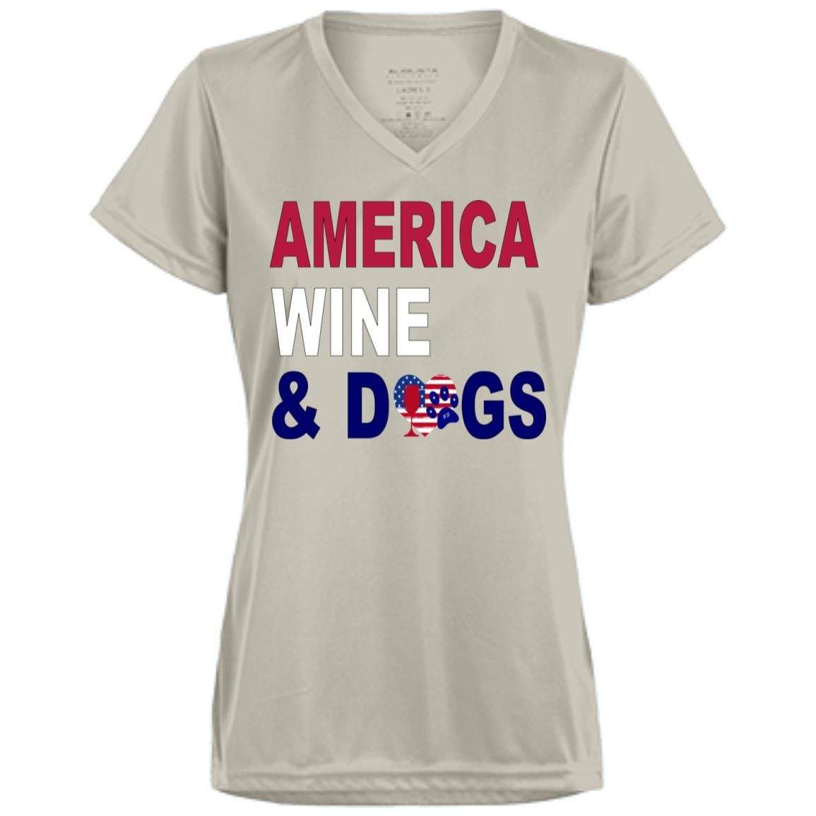 T-Shirts Silver / X-Small WineyBitches.Co America Wine Dogs Ladies' Wicking T-Shirt WineyBitchesCo