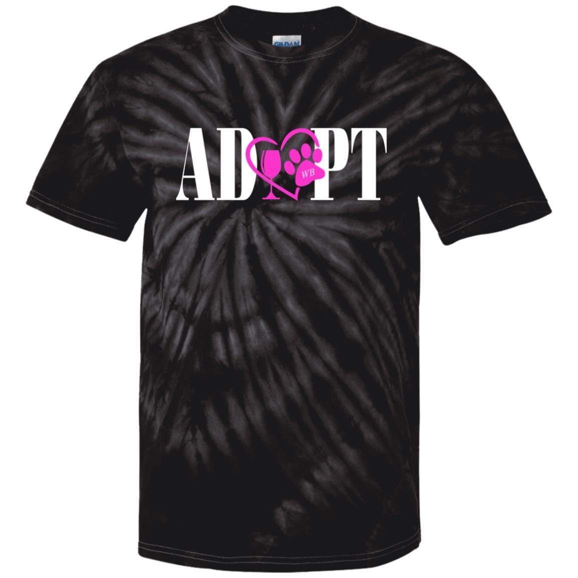 T-Shirts SpiderBlack / S WineyBitches.Co "Adopt" 100% Cotton Tie Dye T-Shirt-Pink Heart-White Lettering WineyBitchesCo