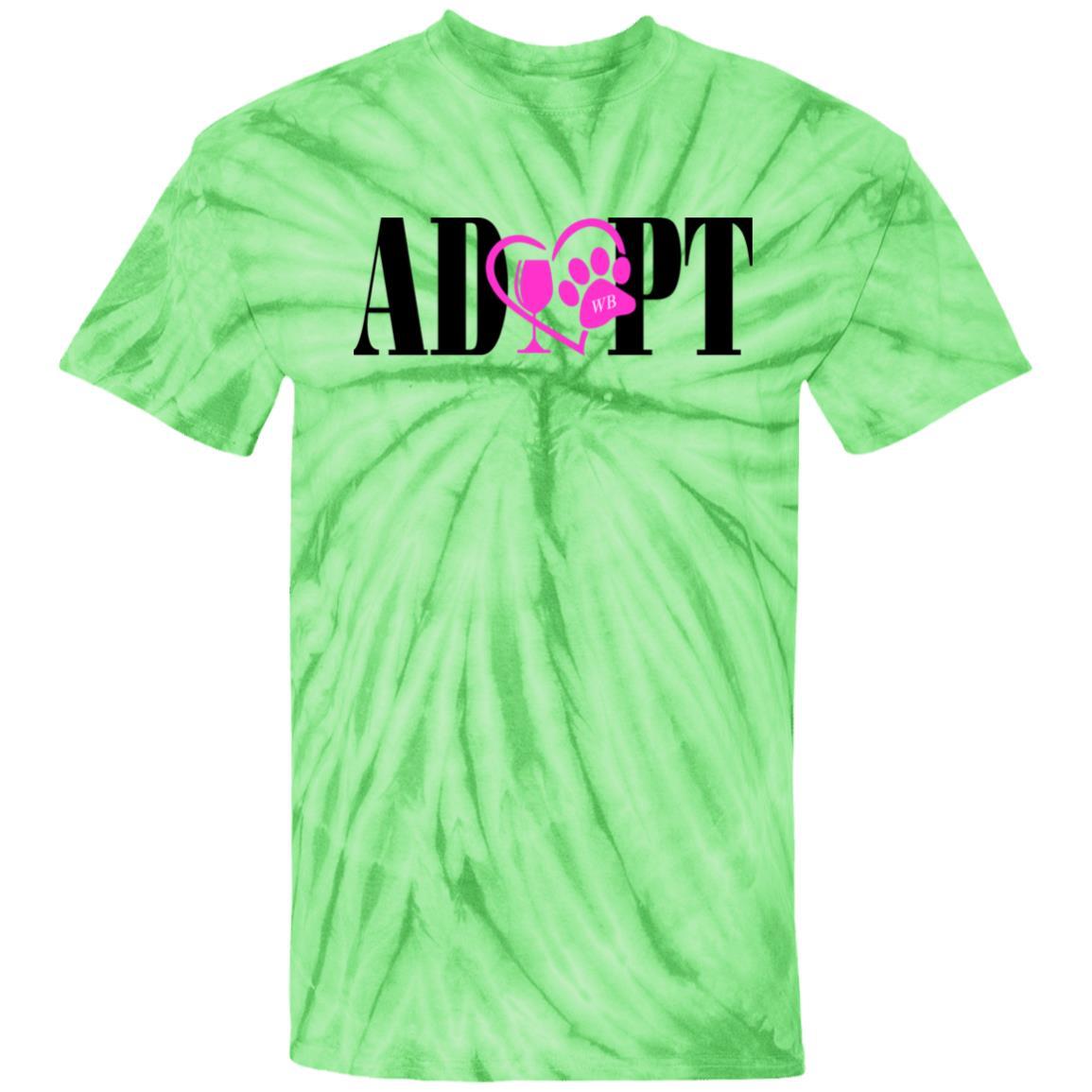 T-Shirts SpiderLime / S WineyBitches.Co “Adopt” 100% Cotton Tie Dye T-Shirt- Pink Heart- Blk Lettering WineyBitchesCo