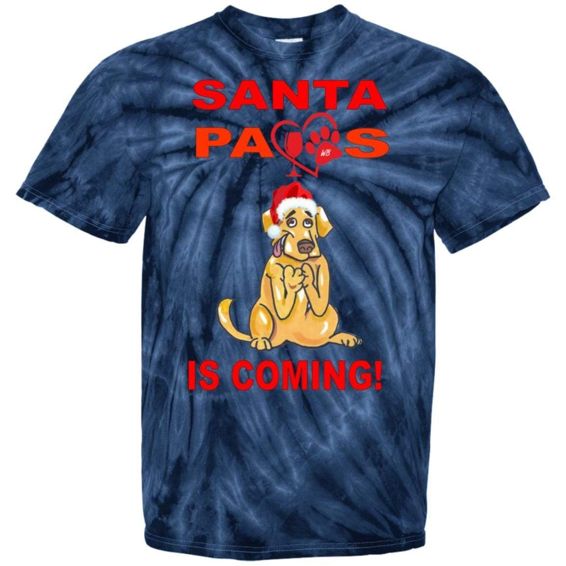 T-Shirts SpiderNavy / S WineyBitches.co "Santa Paws Is Coming "100% Cotton Tie Dye T-Shirt WineyBitchesCo