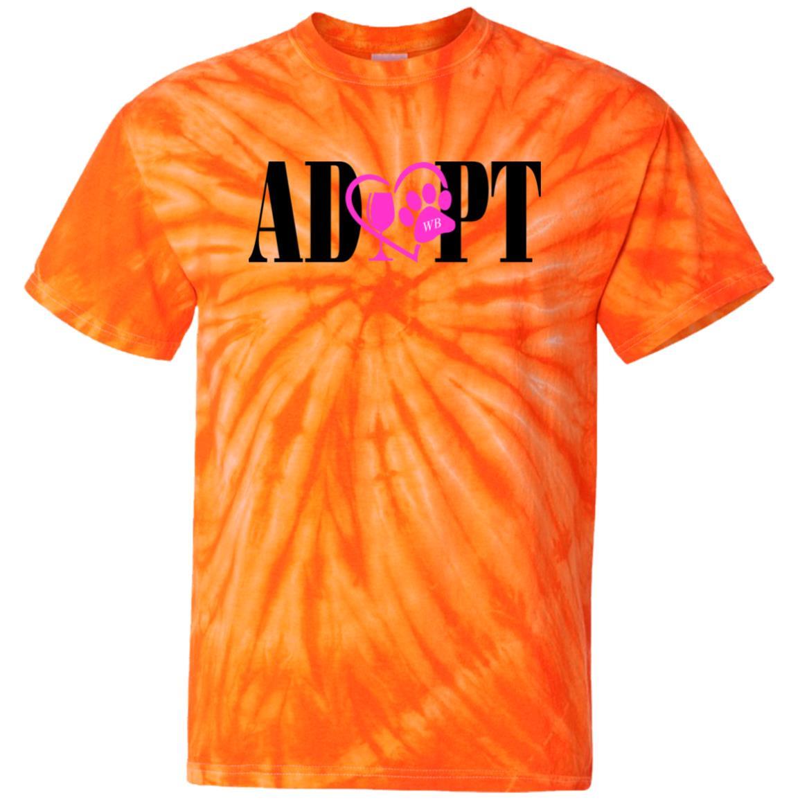 T-Shirts SpiderOrange / S WineyBitches.Co “Adopt” 100% Cotton Tie Dye T-Shirt- Pink Heart- Blk Lettering WineyBitchesCo