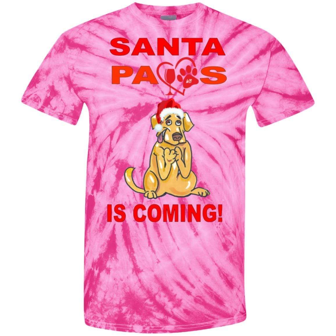 T-Shirts SpiderPink / S WineyBitches.co "Santa Paws Is Coming "100% Cotton Tie Dye T-Shirt WineyBitchesCo