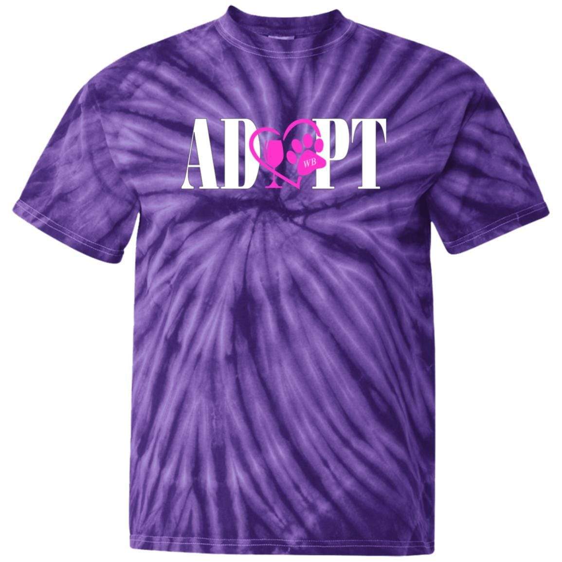 T-Shirts SpiderPurple / S WineyBitches.Co "Adopt" 100% Cotton Tie Dye T-Shirt-Pink Heart-White Lettering WineyBitchesCo