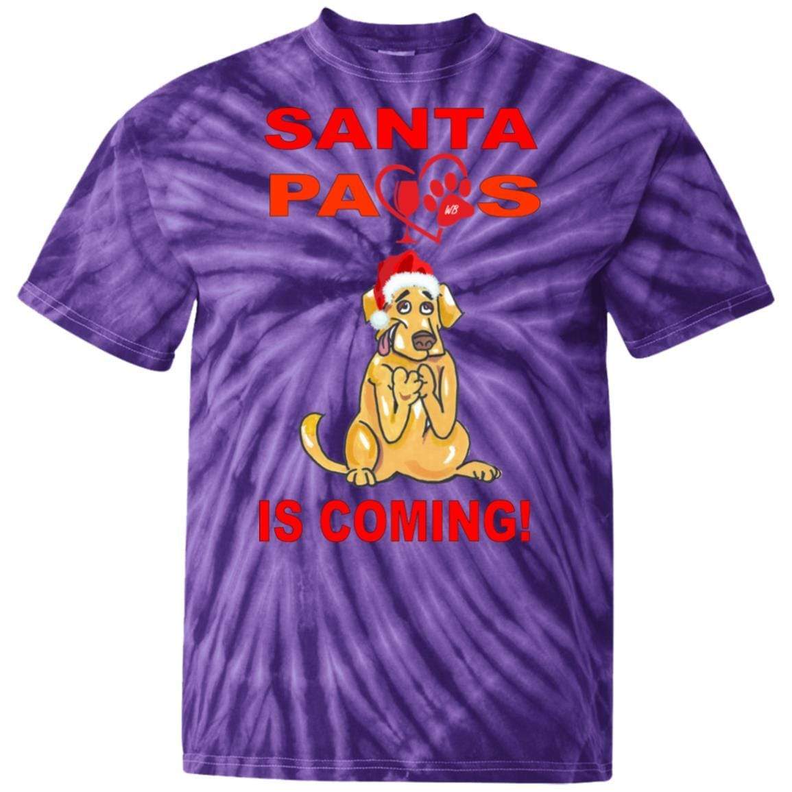 T-Shirts SpiderPurple / S WineyBitches.co "Santa Paws Is Coming "100% Cotton Tie Dye T-Shirt WineyBitchesCo