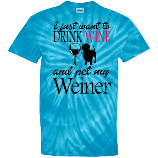 T-Shirts SpiderTurquoise / S WineyBitches.Co "Drink wine, Pet Weiner" 100% Cotton Tie Dye T-Shirt WineyBitchesCo