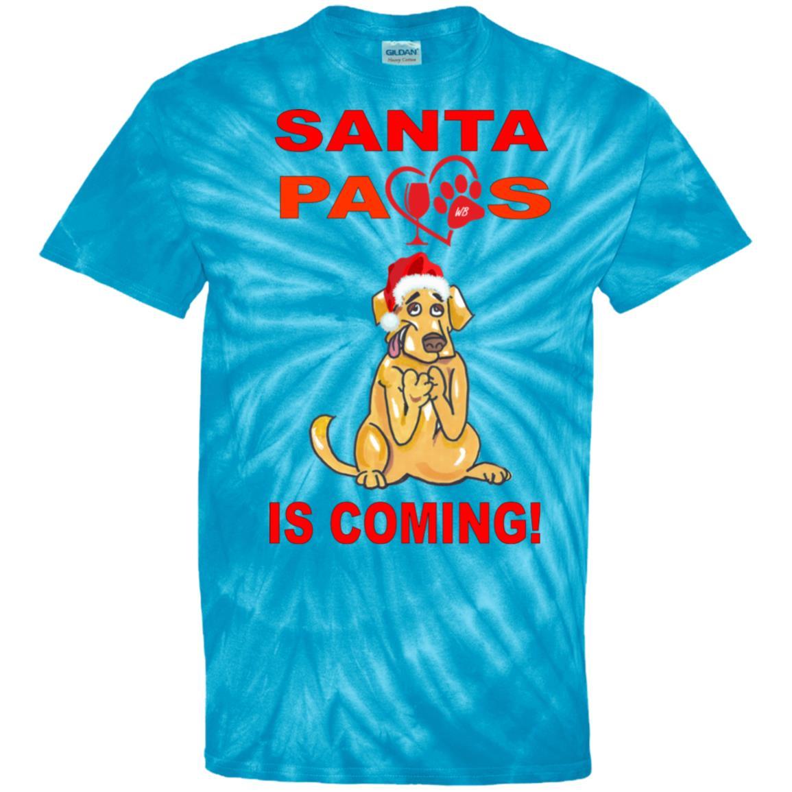 T-Shirts SpiderTurquoise / S WineyBitches.co "Santa Paws Is Coming "100% Cotton Tie Dye T-Shirt WineyBitchesCo