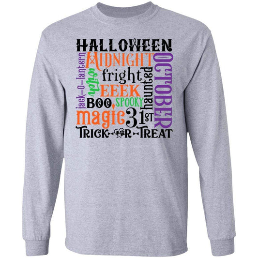 T-Shirts Sport Grey / S Winey Bitches Co "Halloween Word Jumble" LS Ultra Cotton T-Shirt WineyBitchesCo