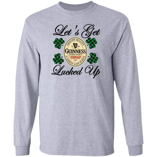 T-Shirts Sport Grey / S Winey Bitches Co "Let's Get Lucked Up" Guinness LS Ultra Cotton T-Shirt WineyBitchesCo