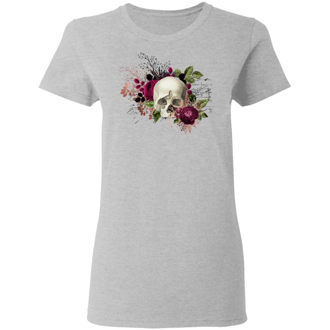 T-Shirts Sport Grey / S Winey Bitches Co Skull Design #6 Ladies' 5.3 oz. T-Shirt WineyBitchesCo