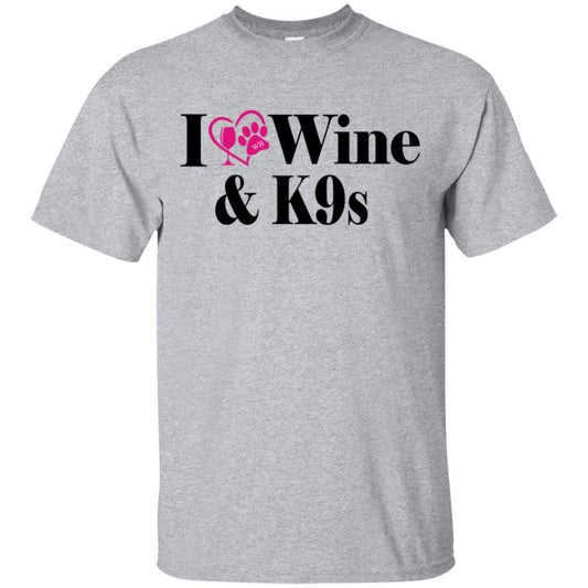 T-Shirts Sport Grey / S WineyBitches.Co "I Love Wine and K9s" Ultra Cotton T-Shirt WineyBitchesCo