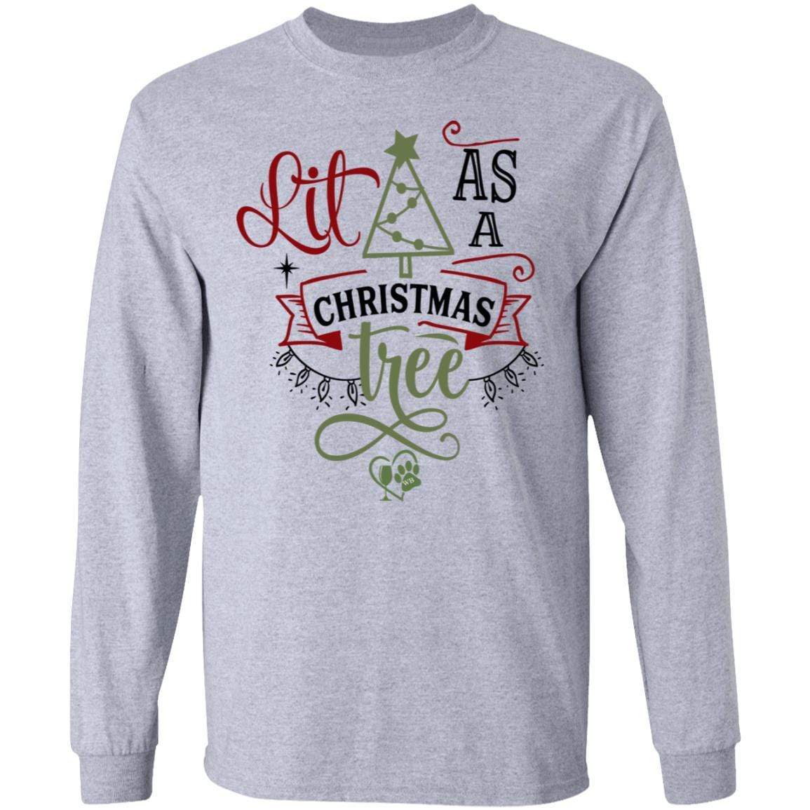 T-Shirts Sport Grey / S WineyBitches.Co "Lit As A Christmas Tree" LS Ultra Cotton T-Shirt WineyBitchesCo
