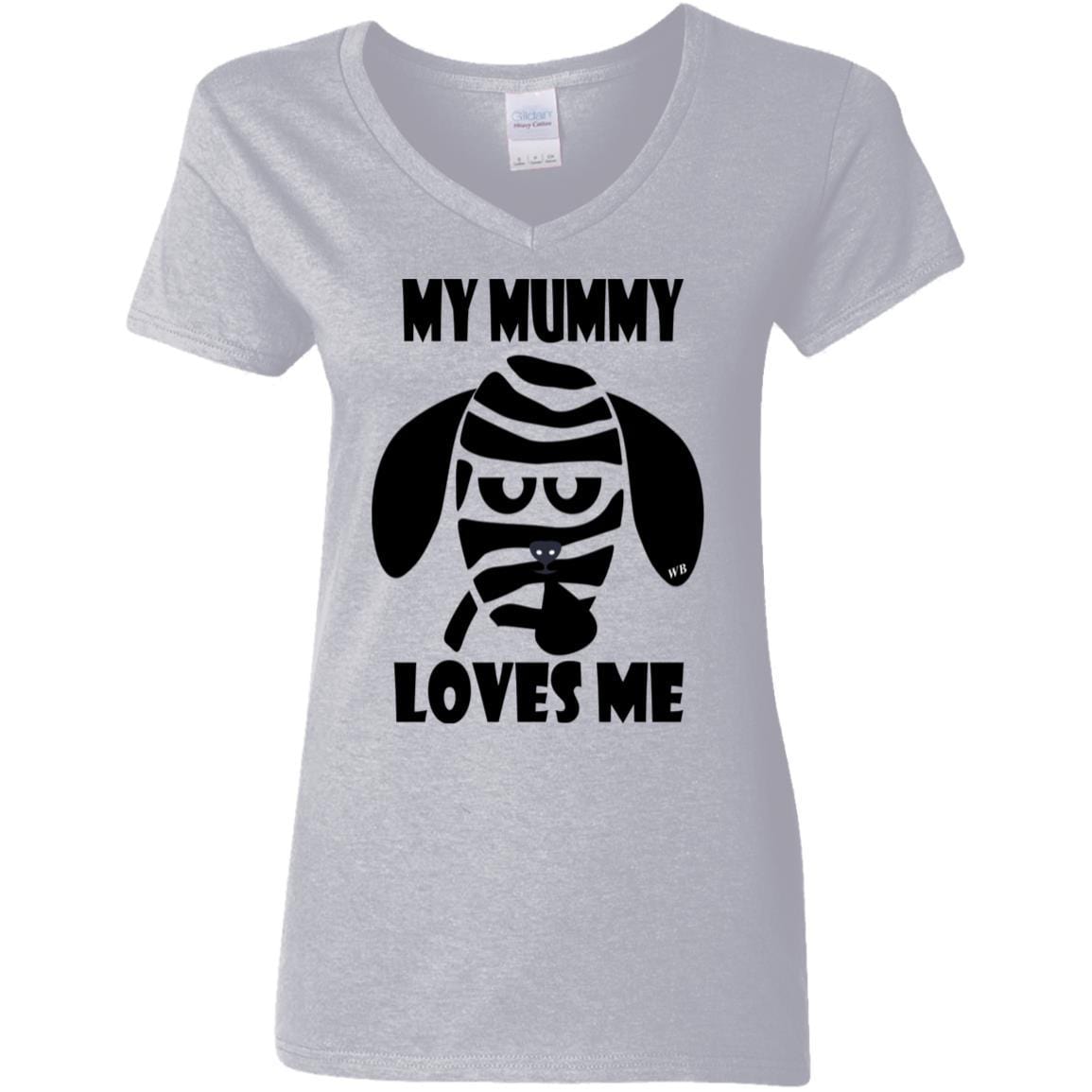 T-Shirts Sport Grey / S WineyBitches.Co "My Mummy Loves Me" Halloween Ladies' 5.3 oz. V-Neck T-Shirt WineyBitchesCo