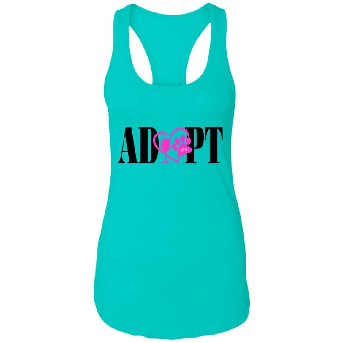 T-Shirts Tahiti Blue / X-Small WineyBitches.Co “Adopt” Ladies Ideal Racerback Tank- Pink Heart- Blk Lettering WineyBitchesCo