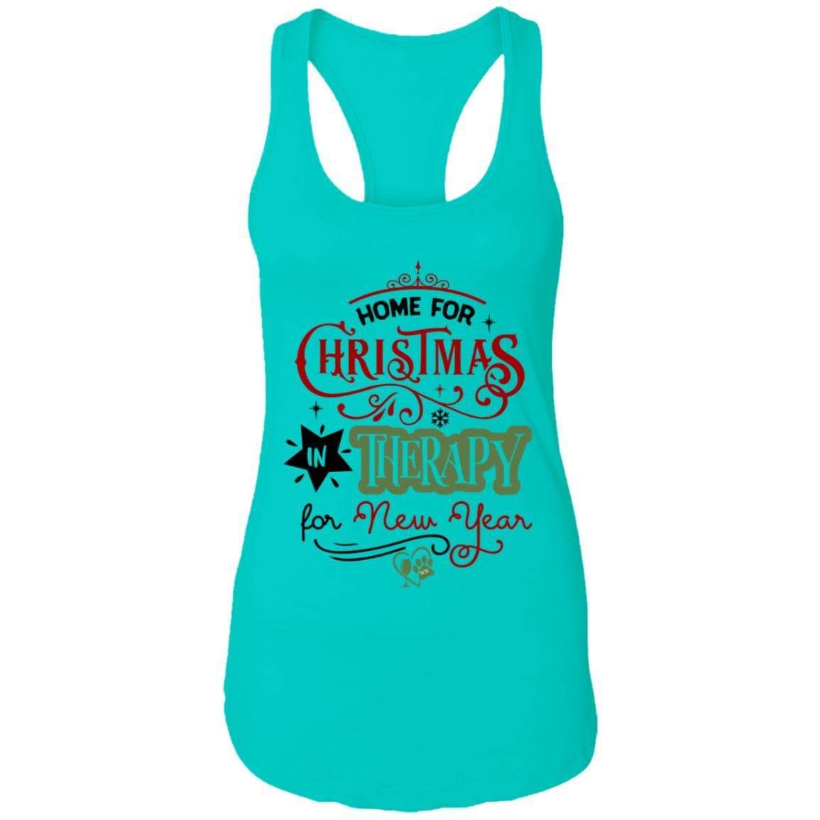 T-Shirts Tahiti Blue / X-Small WineyBitches.Co "Home For Christmas, On Therapy For New Year" Ladies Ideal Racerback Tank WineyBitchesCo