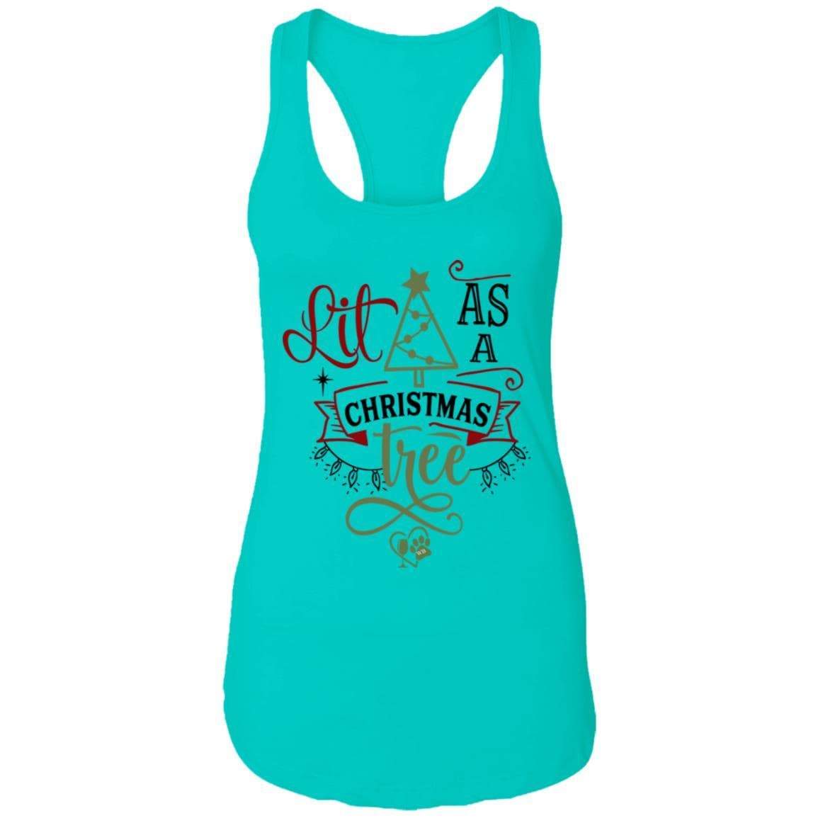 T-Shirts Tahiti Blue / X-Small WineyBitches.Co "Lit As A Christmas Tree" Ladies Ideal Racerback Tank WineyBitchesCo
