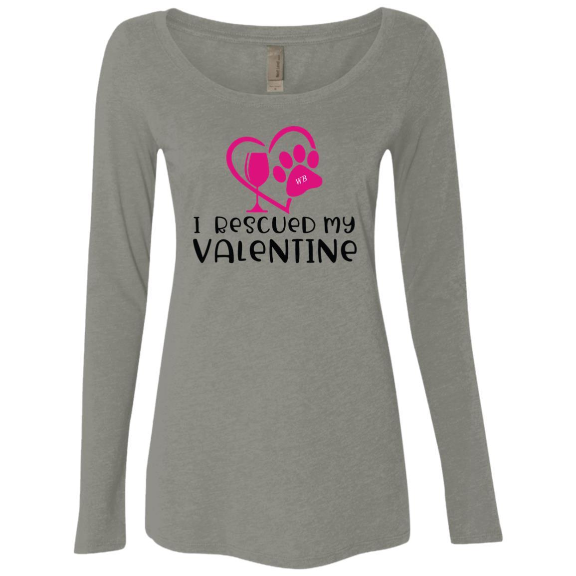 T-Shirts Venetian Grey / S Winey Bitches Co "I Rescued My Valentine" Ladies' Triblend LS Scoop WineyBitchesCo