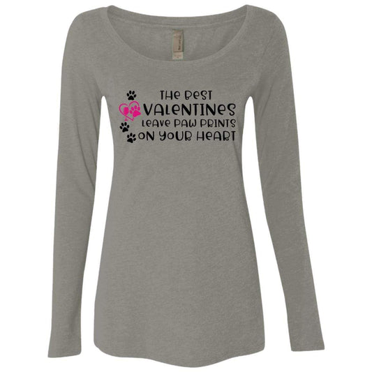 T-Shirts Venetian Grey / S Winey Bitches Co "The Best Valentines Have Wine And Paws" Ladies' Triblend LS Scoop WineyBitchesCo
