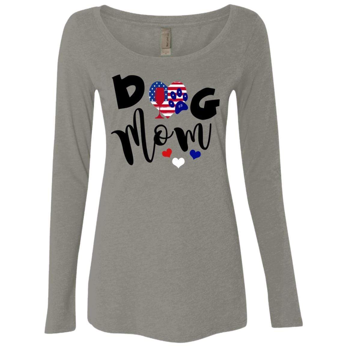 T-Shirts Venetian Grey / S WineyBitches.Co Dog Mom Ladies' Triblend LS Scoop WineyBitchesCo