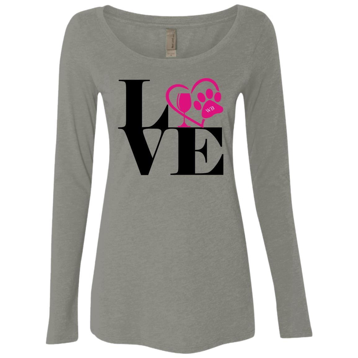 T-Shirts Venetian Grey / S WineyBitches.Co "Love Paw 2" Next Level Ladies' Triblend LS Scoop WineyBitchesCo