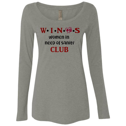 T-Shirts Venetian Grey / S WineyBitches.Co WINOS Club Ladies' Triblend LS Scoop (Burg Lettering) WineyBitchesCo