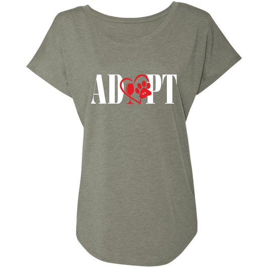 T-Shirts Venetian Grey / X-Small WineyBitches.Co “Adopt” Next Level Ladies' Triblend Dolman Sleeve- Red Heart-Wht Lettering WineyBitchesCo