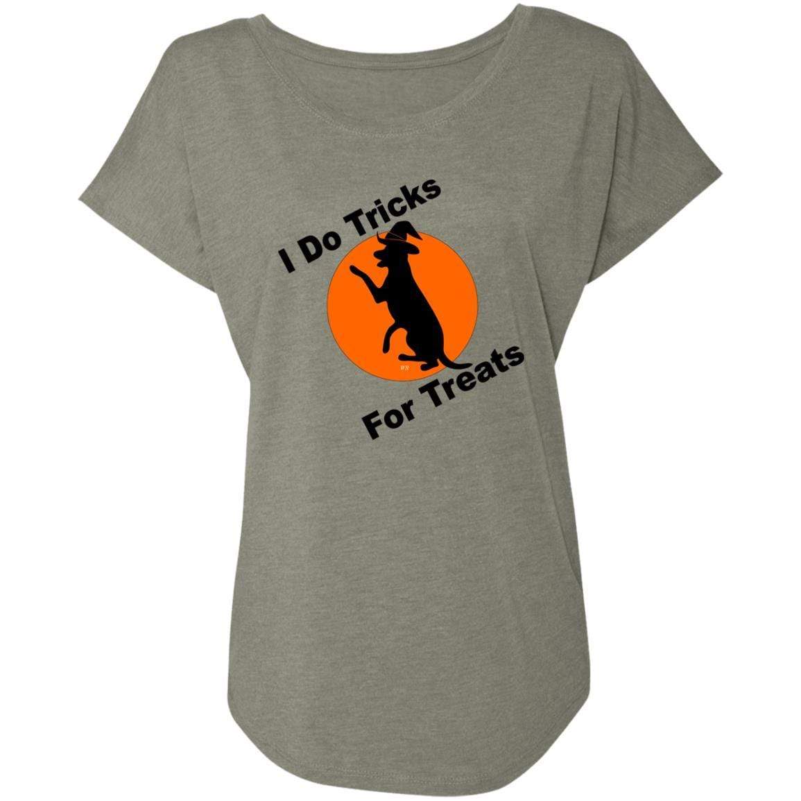 T-Shirts Venetian Grey / X-Small WineyBitches.Co "I Do Tricks For Treats" Dog- Ladies' Triblend Dolman Sleeve WineyBitchesCo