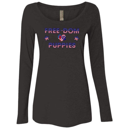 T-Shirts Vintage Black / S WineyBitches.Co Free-Dom Puppies Ladies' Triblend LS Scoop WineyBitchesCo