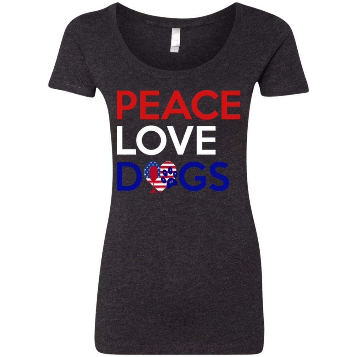 T-Shirts Vintage Black / S WineyBitches.Co Peace Love Dogs Ladies' Triblend Scoop WineyBitchesCo