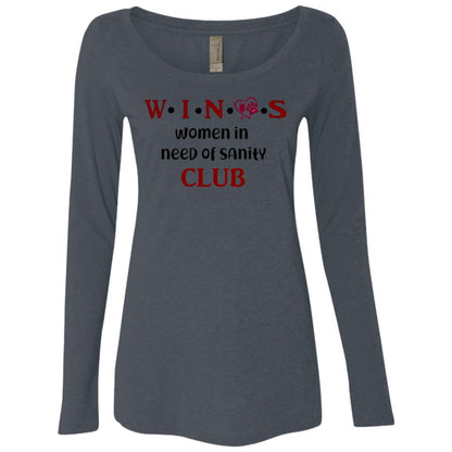 T-Shirts Vintage Navy / S WineyBitches.Co WINOS Club Ladies' Triblend LS Scoop (Burg Lettering) WineyBitchesCo