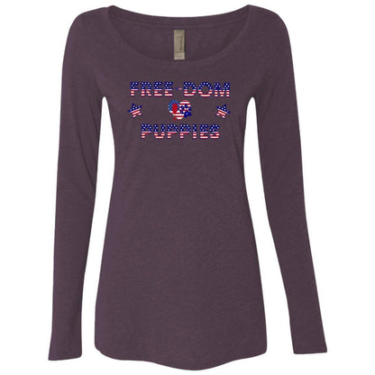 T-Shirts Vintage Purple / S WineyBitches.Co Free-Dom Puppies Ladies' Triblend LS Scoop WineyBitchesCo