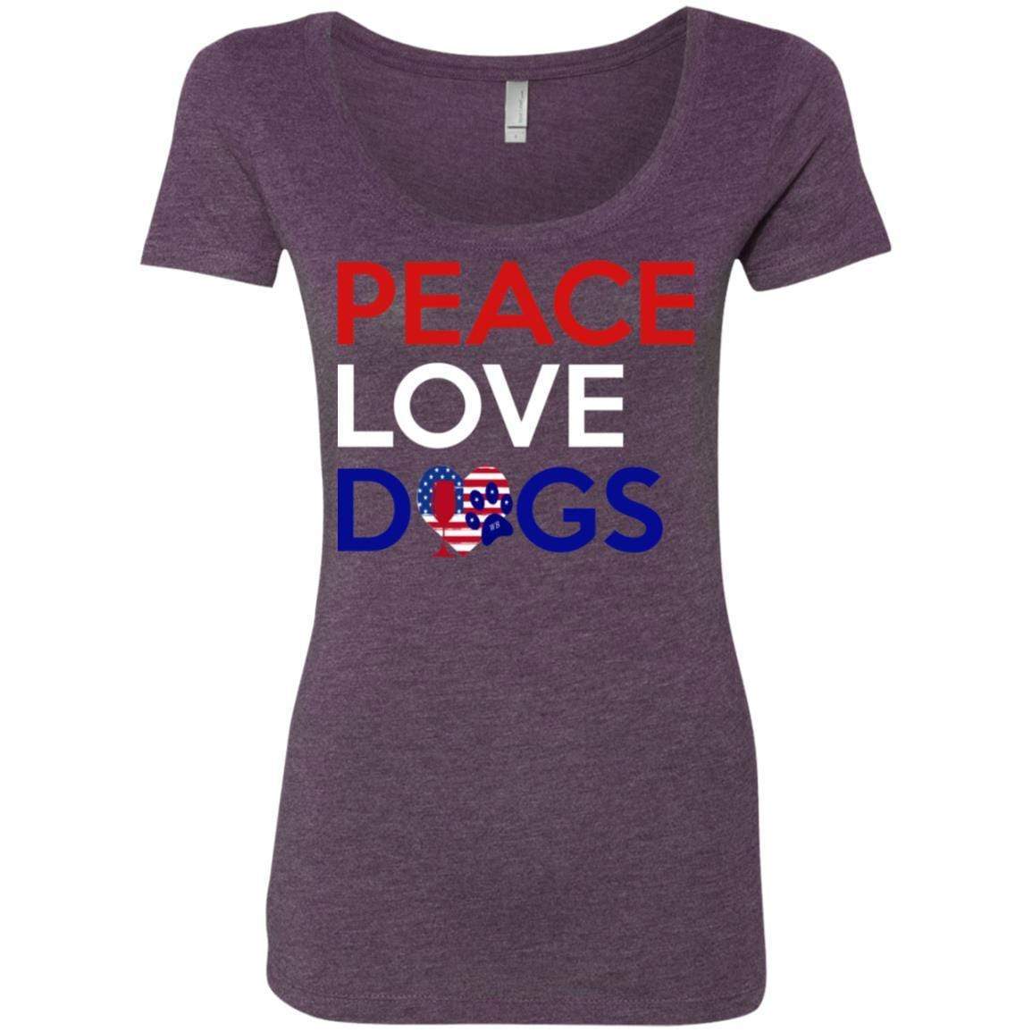 T-Shirts Vintage Purple / S WineyBitches.Co Peace Love Dogs Ladies' Triblend Scoop WineyBitchesCo