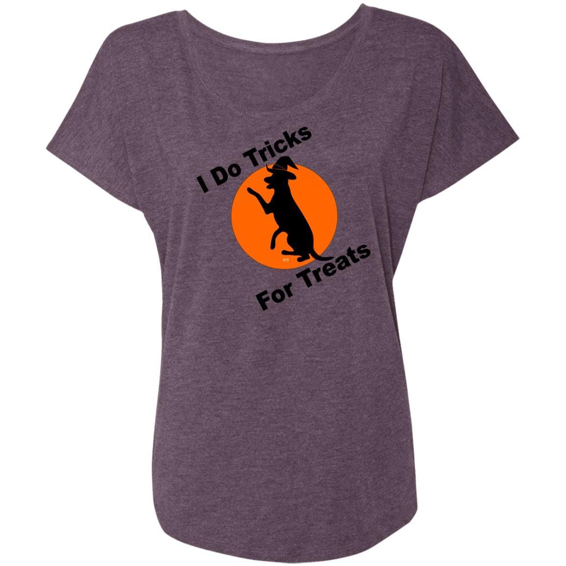 T-Shirts Vintage Purple / X-Small WineyBitches.Co "I Do Tricks For Treats" Dog- Ladies' Triblend Dolman Sleeve WineyBitchesCo