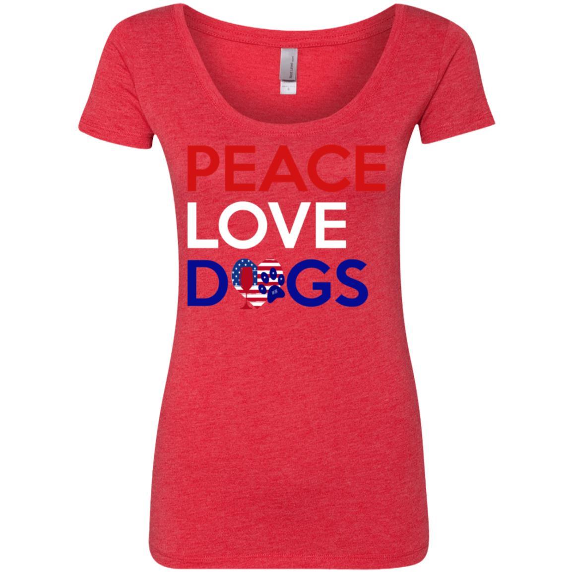 T-Shirts Vintage Red / S WineyBitches.Co Peace Love Dogs Ladies' Triblend Scoop WineyBitchesCo