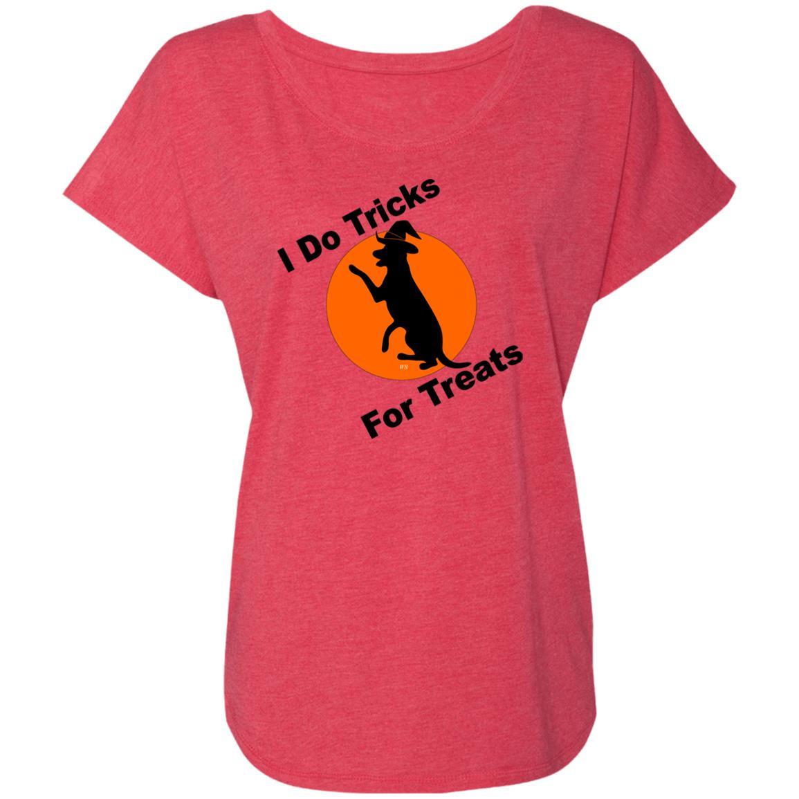 T-Shirts Vintage Red / X-Small WineyBitches.Co "I Do Tricks For Treats" Dog- Ladies' Triblend Dolman Sleeve WineyBitchesCo