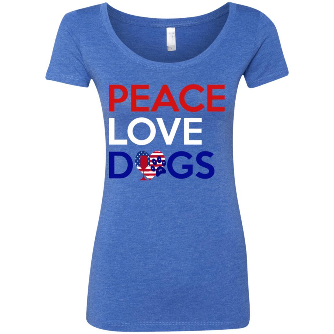 T-Shirts Vintage Royal / S WineyBitches.Co Peace Love Dogs Ladies' Triblend Scoop WineyBitchesCo