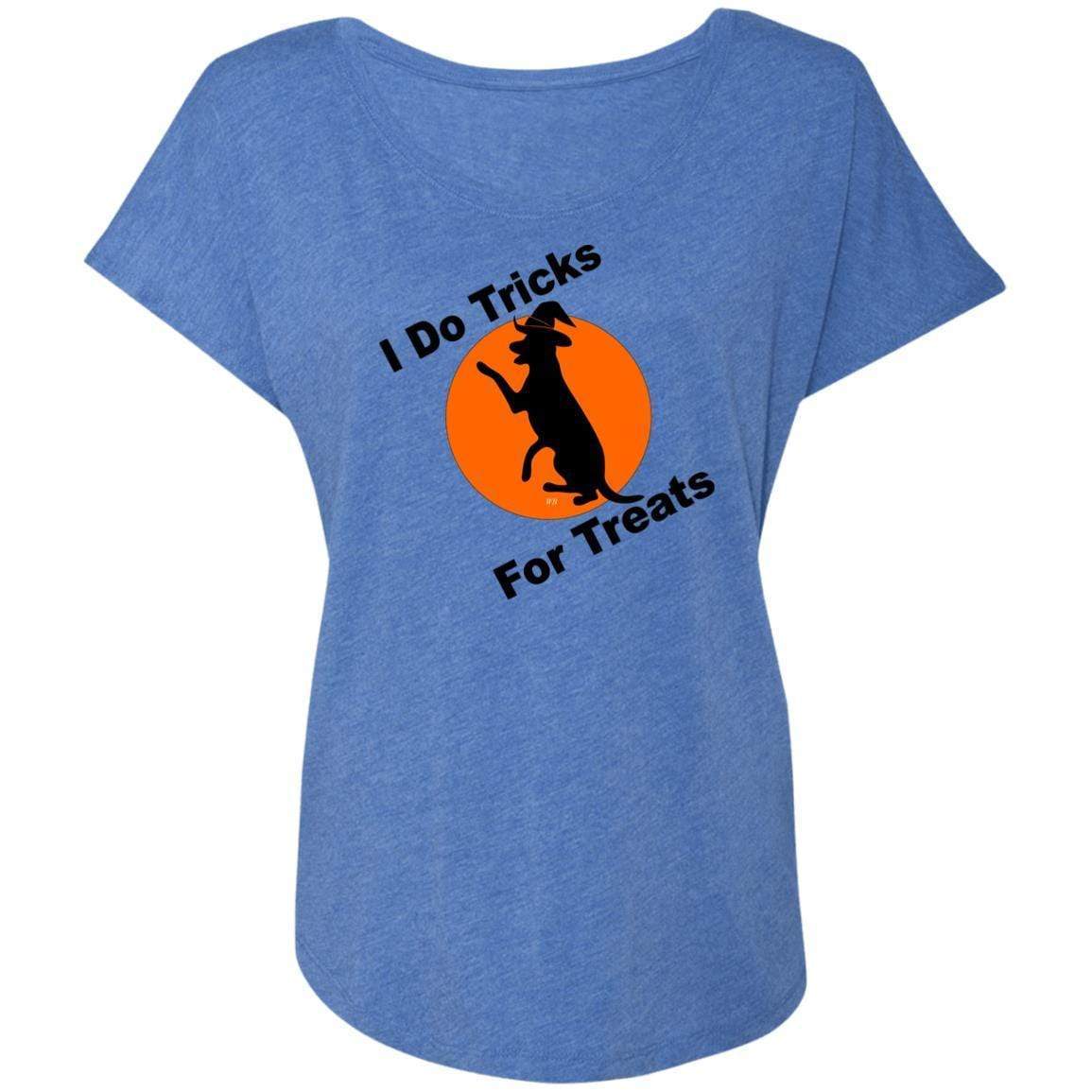 T-Shirts Vintage Royal / X-Small WineyBitches.Co "I Do Tricks For Treats" Dog- Ladies' Triblend Dolman Sleeve WineyBitchesCo