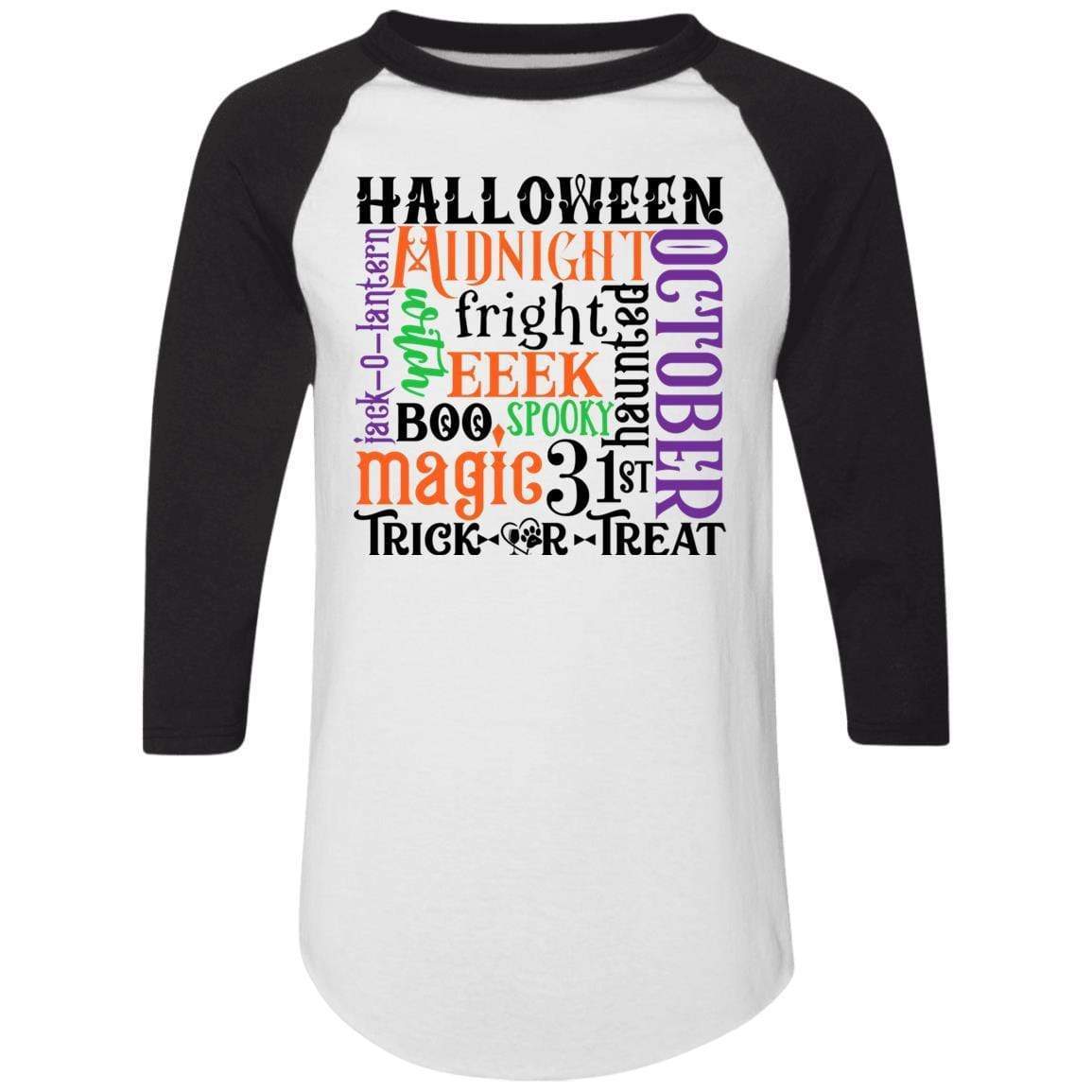 T-Shirts White/Black / S Winey Bitches Co "Halloween Word Jumble" Colorblock Raglan Jersey WineyBitchesCo