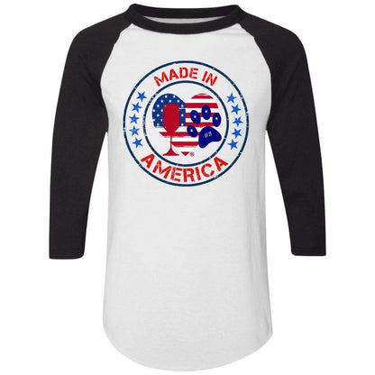 T-Shirts White/Black / S Winey Bitches Co "Made In America" Colorblock Raglan Jersey WineyBitchesCo