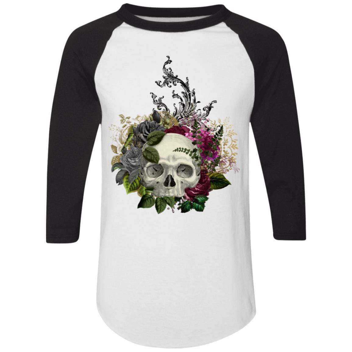 T-Shirts White/Black / S Winey Bitches Co Skull Design #1 Colorblock Raglan Jersey WineyBitchesCo