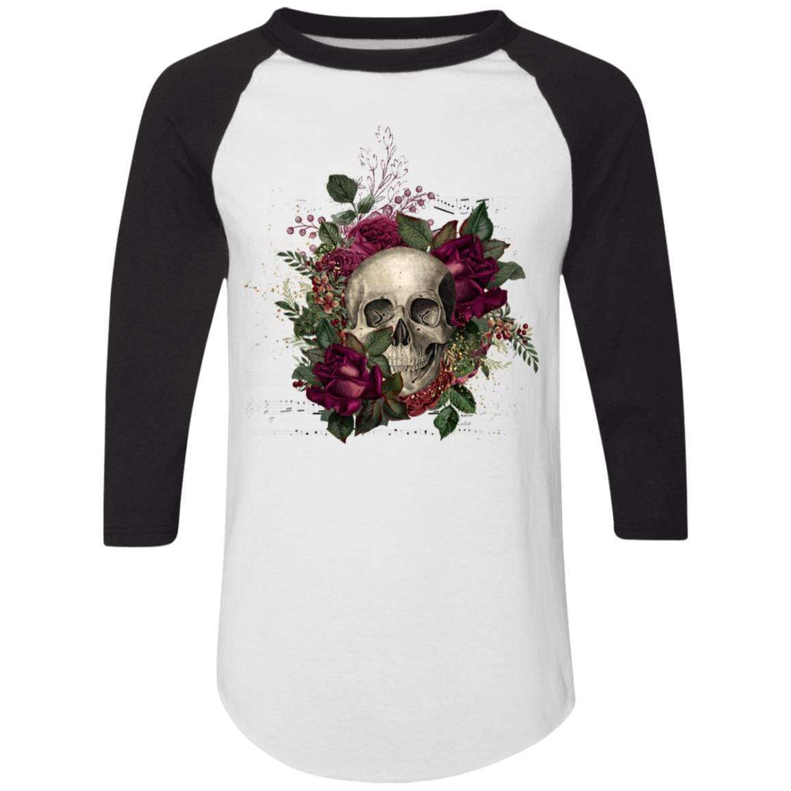 T-Shirts White/Black / S Winey Bitches Co Skull Design #2 Colorblock Raglan Jersey WineyBitchesCo