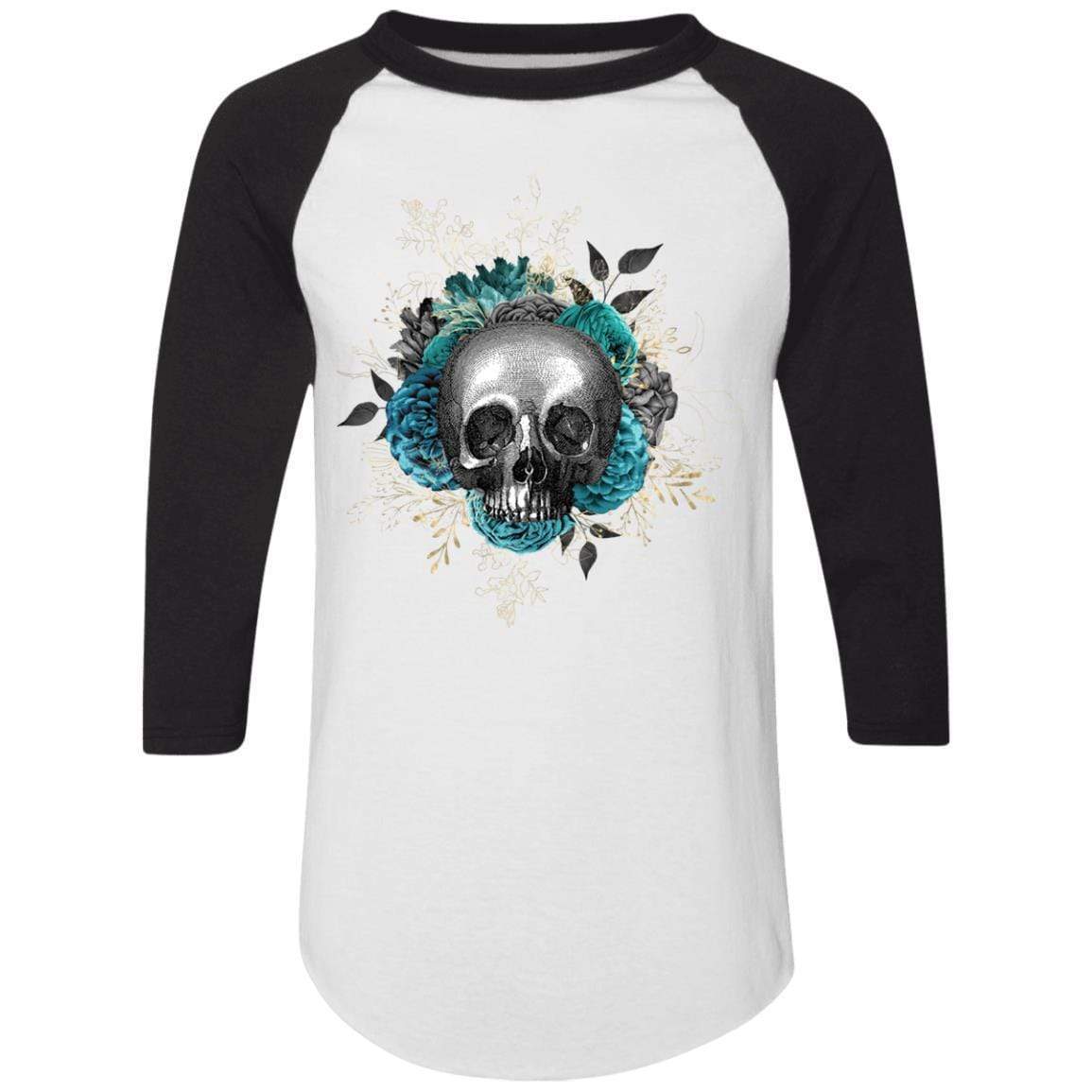 T-Shirts White/Black / S Winey Bitches Co Skull Design #3 Colorblock Raglan Jersey WineyBitchesCo