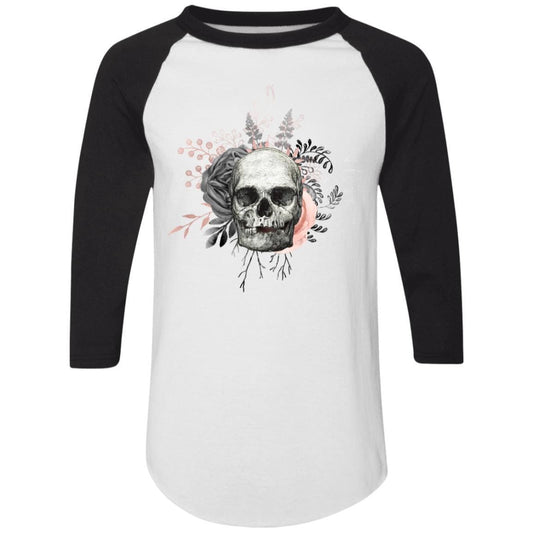 T-Shirts White/Black / S Winey Bitches Co Skull Design #4 Colorblock Raglan Jersey WineyBitchesCo