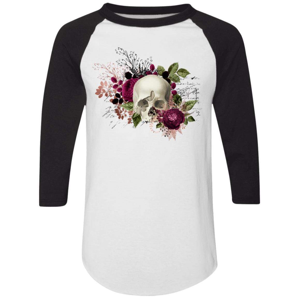 T-Shirts White/Black / S Winey Bitches Co Skull Design #6 Colorblock Raglan Jersey WineyBitchesCo