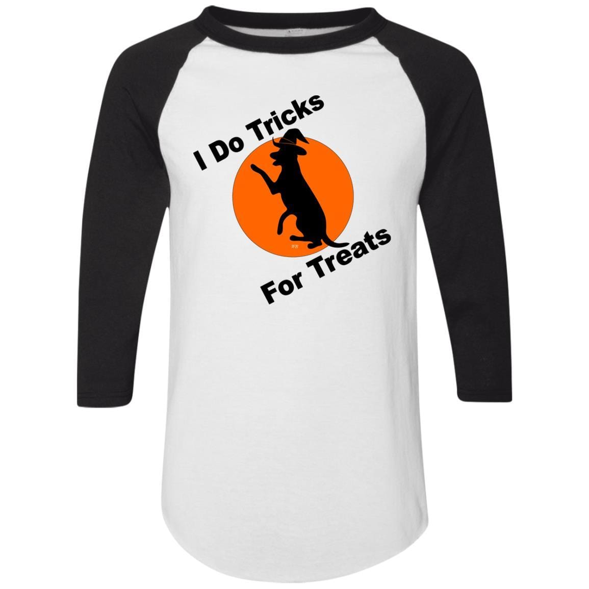 T-Shirts White/Black / S WineyBitches.Co "I Do Tricks For Treats" Dog- Colorblock Raglan Jersey WineyBitchesCo