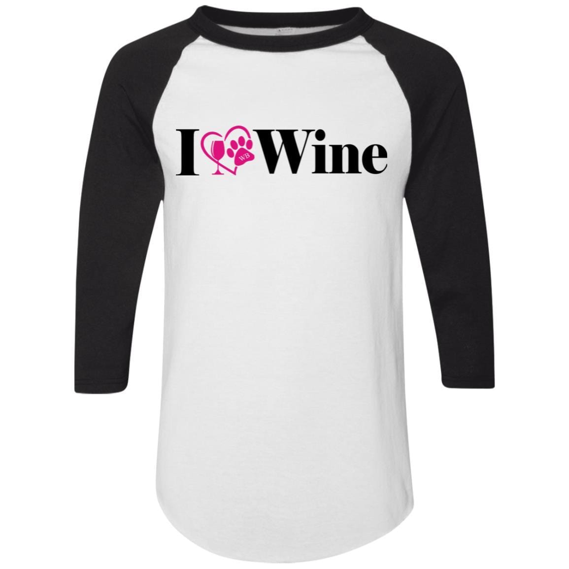 T-Shirts White/Black / S WineyBitches.Co "I Love Wine" Augusta Colorblock Raglan Jersey WineyBitchesCo