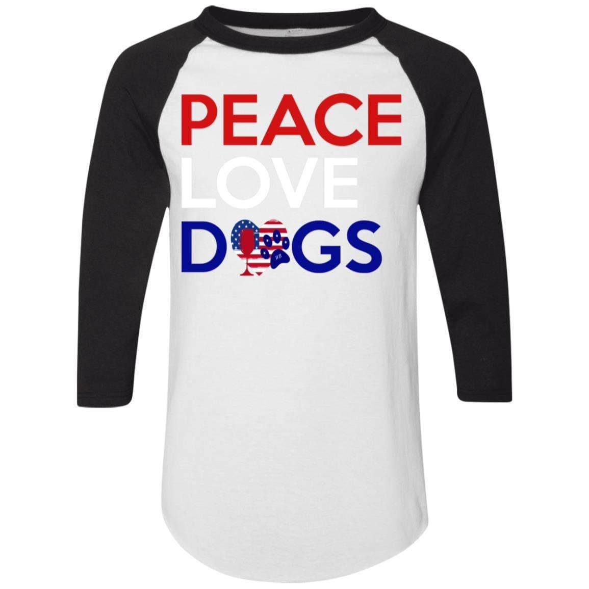 T-Shirts White/Black / S WineyBitches.Co Peace Love Dogs Colorblock Raglan Jersey WineyBitchesCo