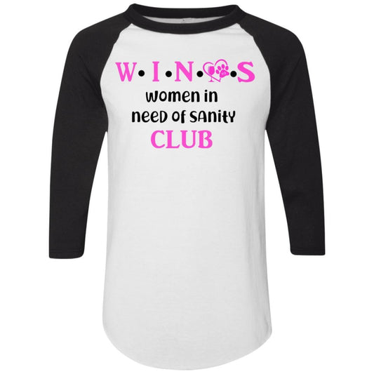 T-Shirts White/Black / S WineyBitches.Co WINOS Club Colorblock Raglan Jersey (Pink Lettering) WineyBitchesCo