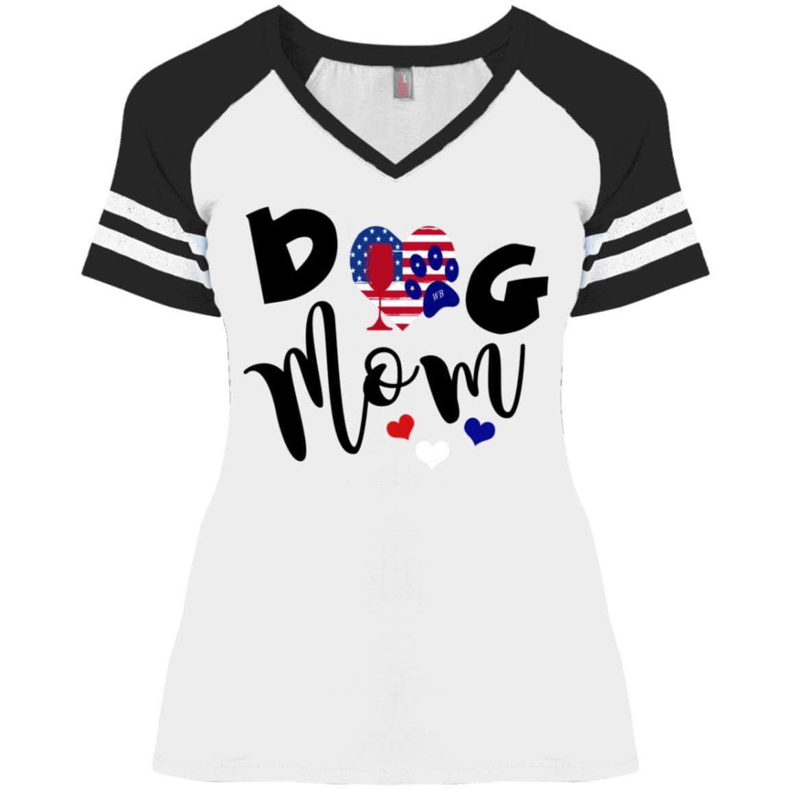 T-Shirts White/Black / X-Small WineyBitches.Co Dog Mom Ladies' Game V-Neck T-Shirt WineyBitchesCo