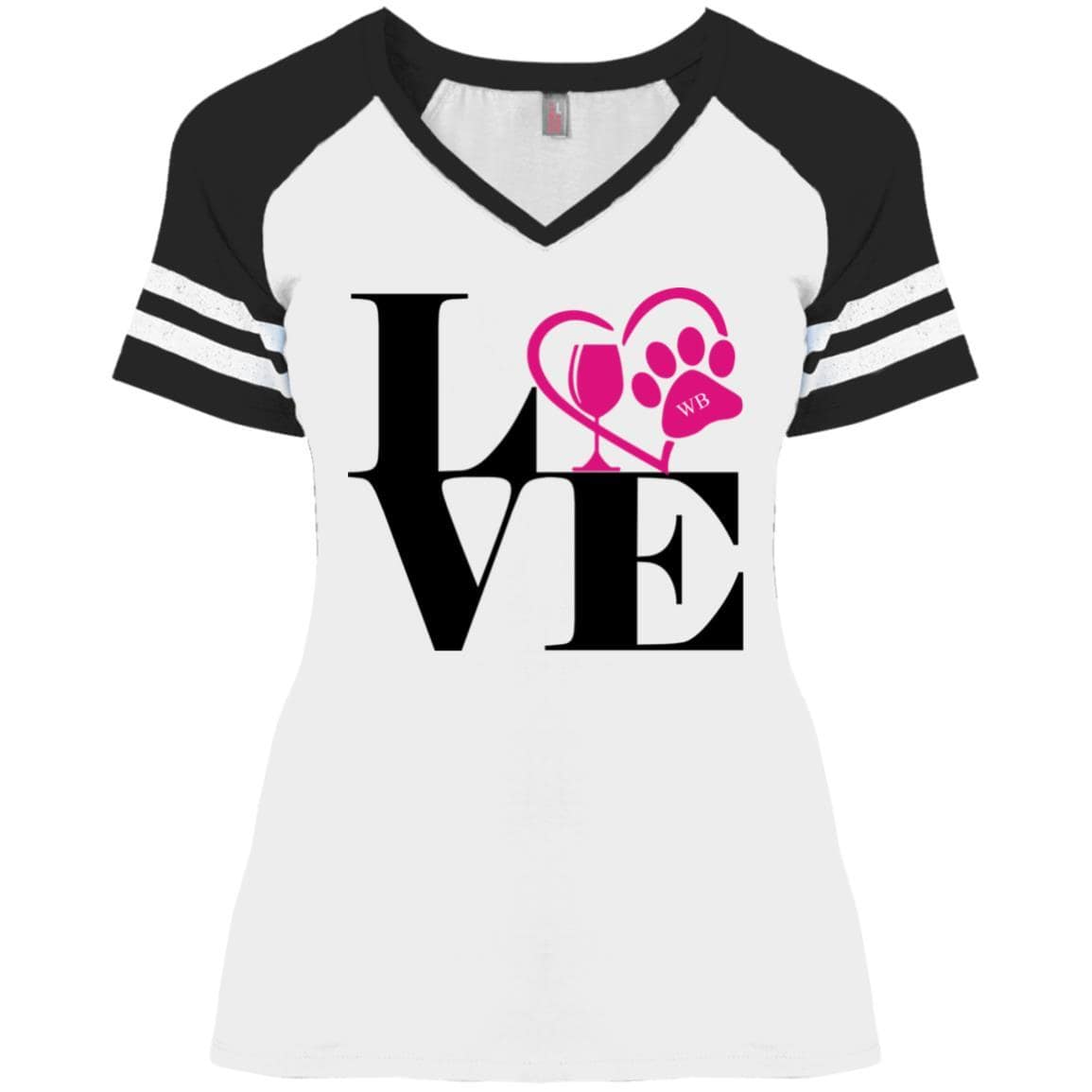 T-Shirts White/Black / X-Small WineyBitches.Co "Love Paw 2" District Ladies' Game V-Neck T-Shirt WineyBitchesCo